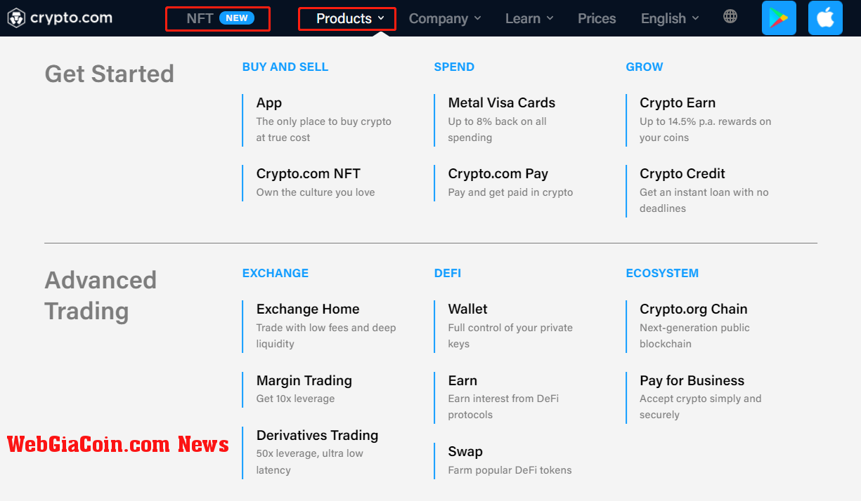 Screenshot Source - crypto.com Website