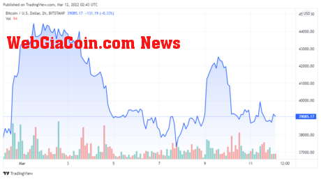 BTCUSD price chart for 03/11/2022 - TradingView