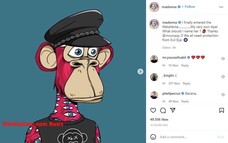 Madonna rocking her ape on Instagram
