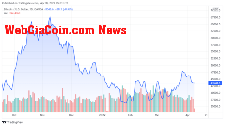 BTCUSD price chart for 04/08/2022 - TradingView