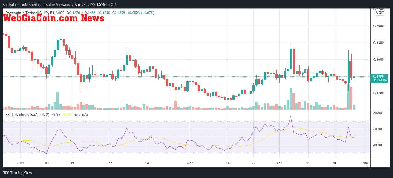 Dogecoin daily chart YTD