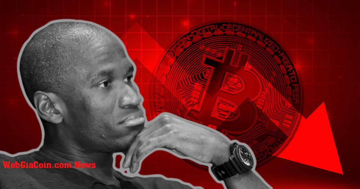 Người sáng lập BitMEX, Arthur Hayes, nhấn mạnh nguy cơ giá Bitcoin, Ethereum tiếp tục giảm