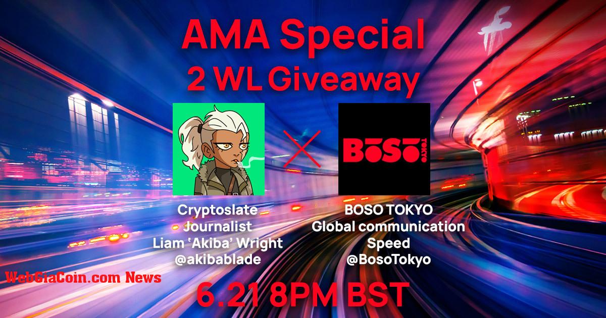 BOSO TOKYO AMA phát trực tiếp với BST CryptoSlate 8 giờ chiều ngày 21 tháng 6