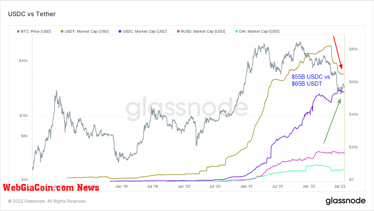 USDT on track for a flippening