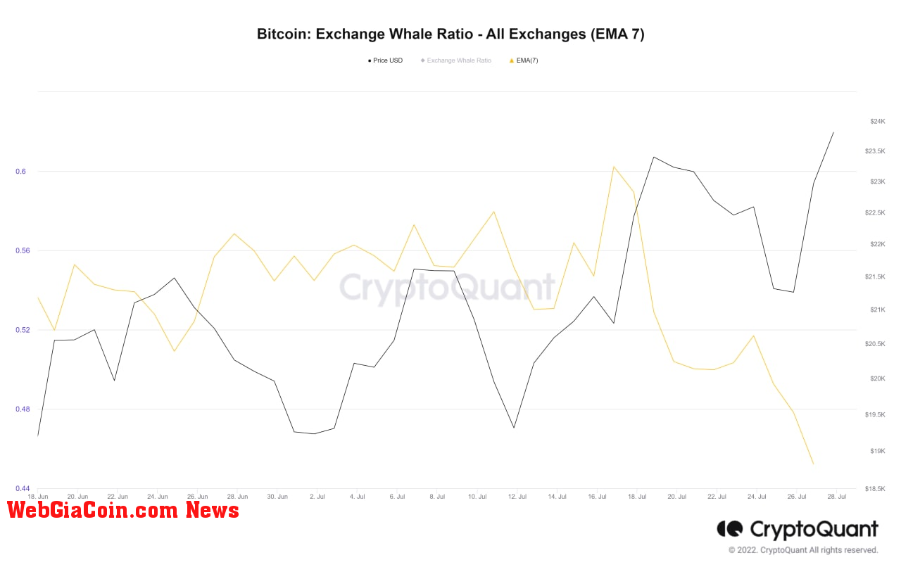 Bitcoin Exchange Whale Ratio