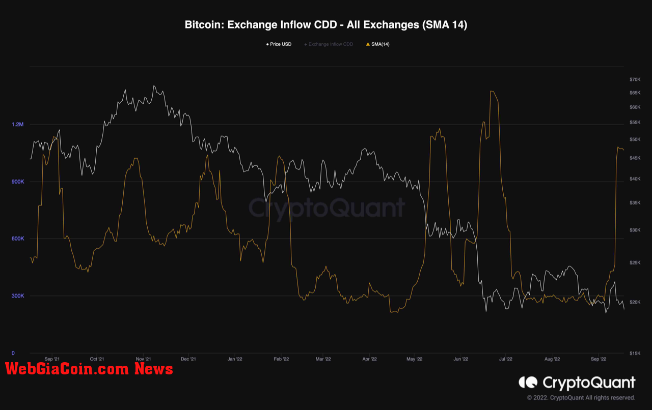 Bitcoin Exchange Inflow CDD