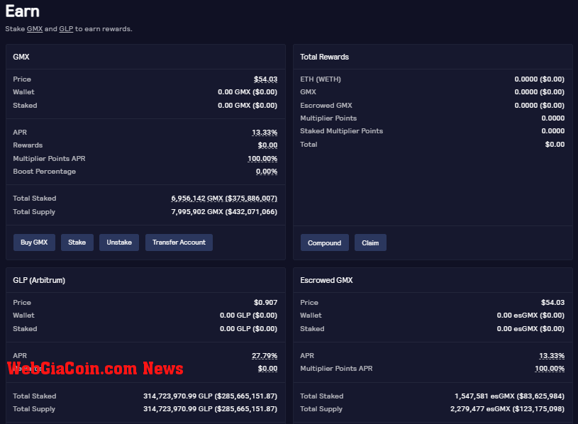 GMX Staking Page