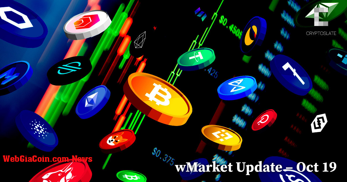 CryptoSlate Cập nhật wMarket hàng ngày - Ngày 19 tháng 10: Polkadot dẫn đầu top 10 trì trệ với mức tăng nhẹ trong 24 giờ