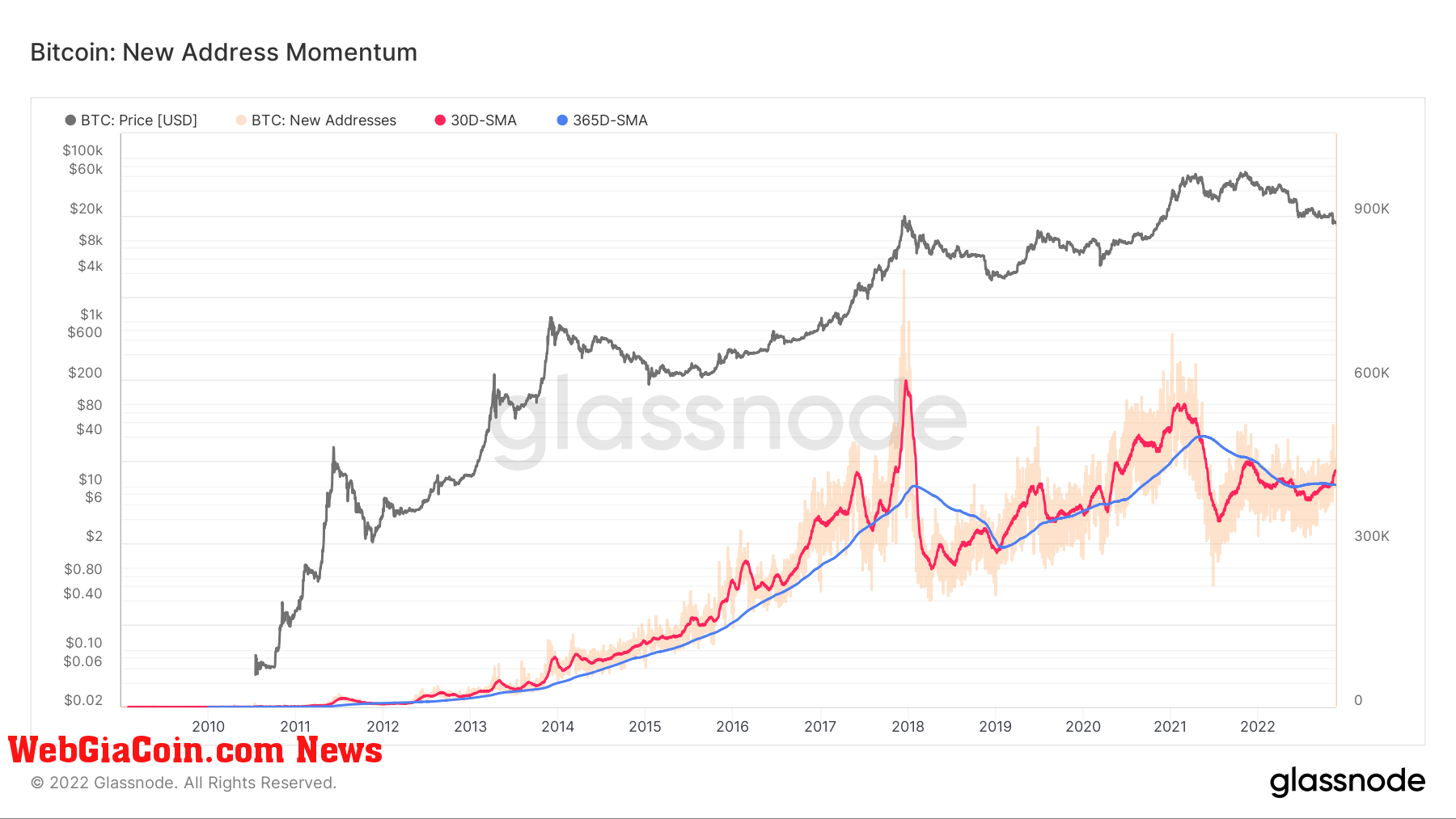 bitcoin on chain new address momentum