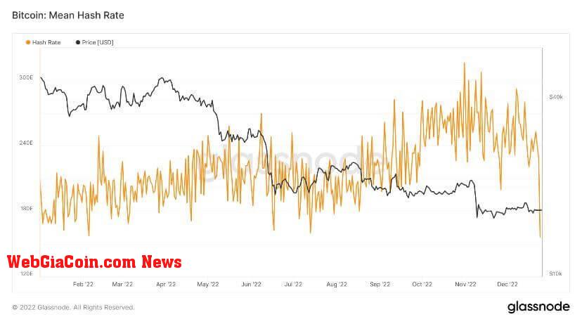 Bitcoin Mean Hash Rate. Source: Glassnode