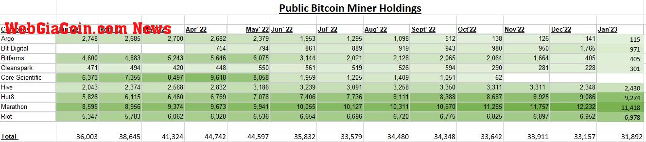 Public Bitcoin Miners Holding