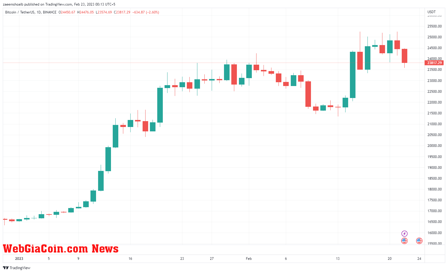 Bitcoin 24 hour chart