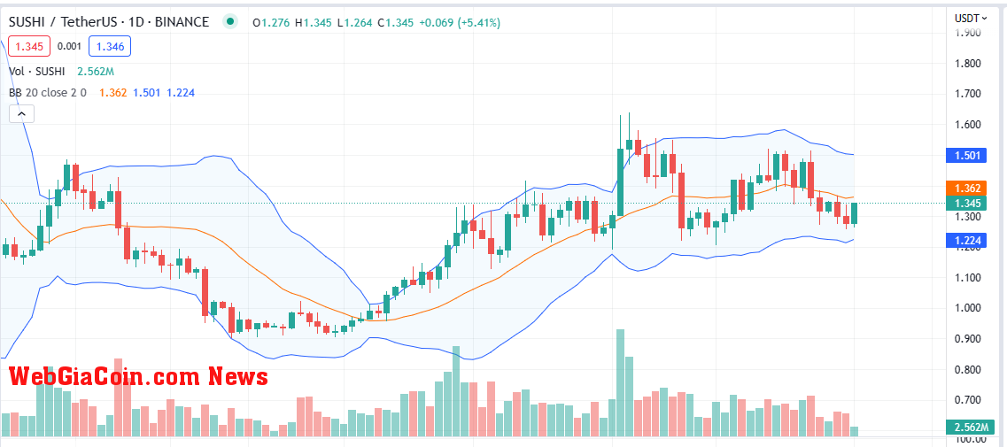 SushiSwap Price On March 1| Source: SUSHIUSDT On Binance, TradingView