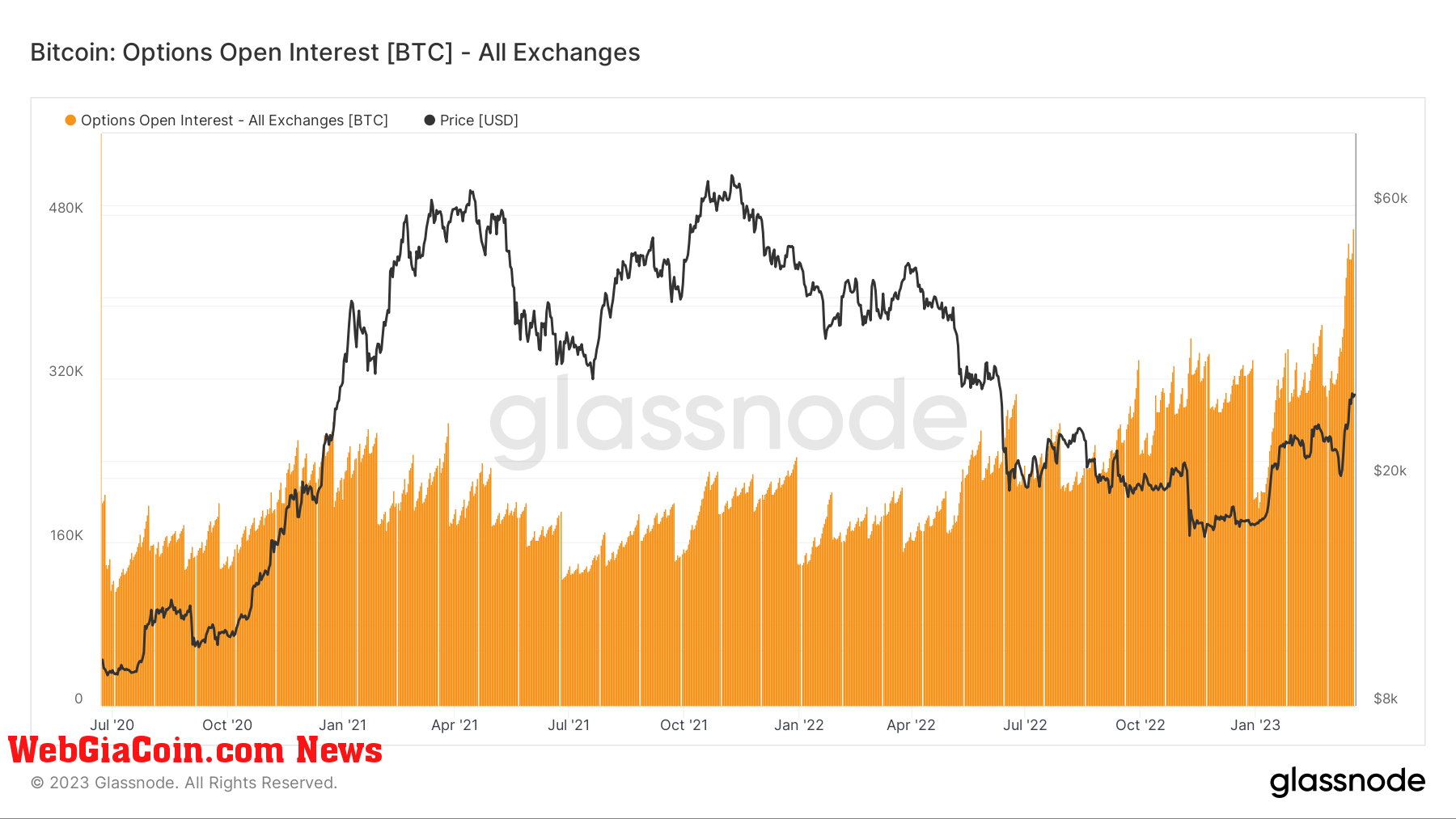 Options Open Interest BTC: (Source: Glassnode)