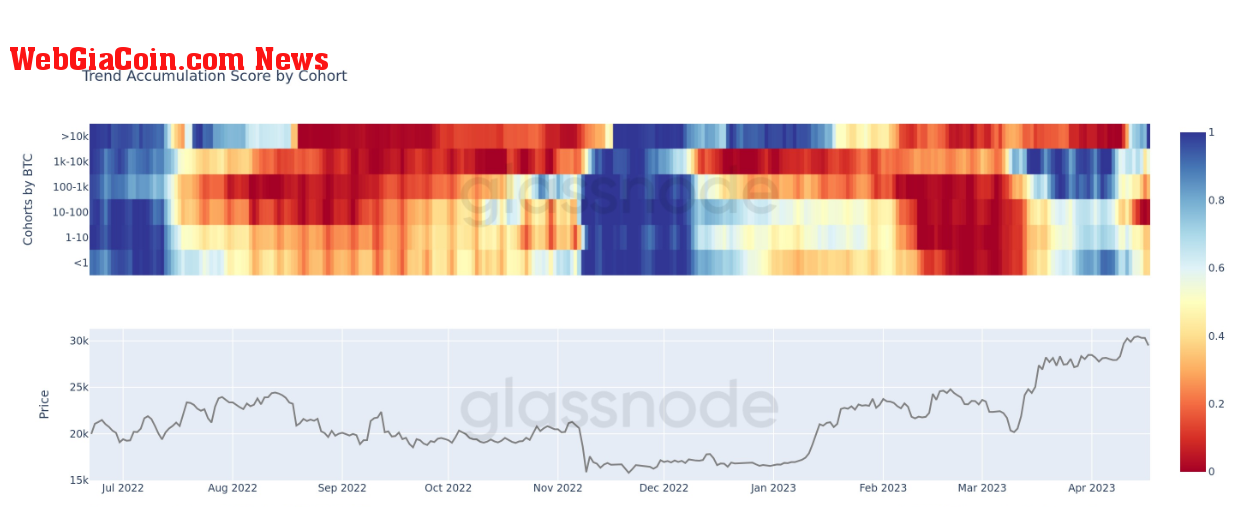 Accumulation Trend Score by Cohort: (Source: Glassnode)