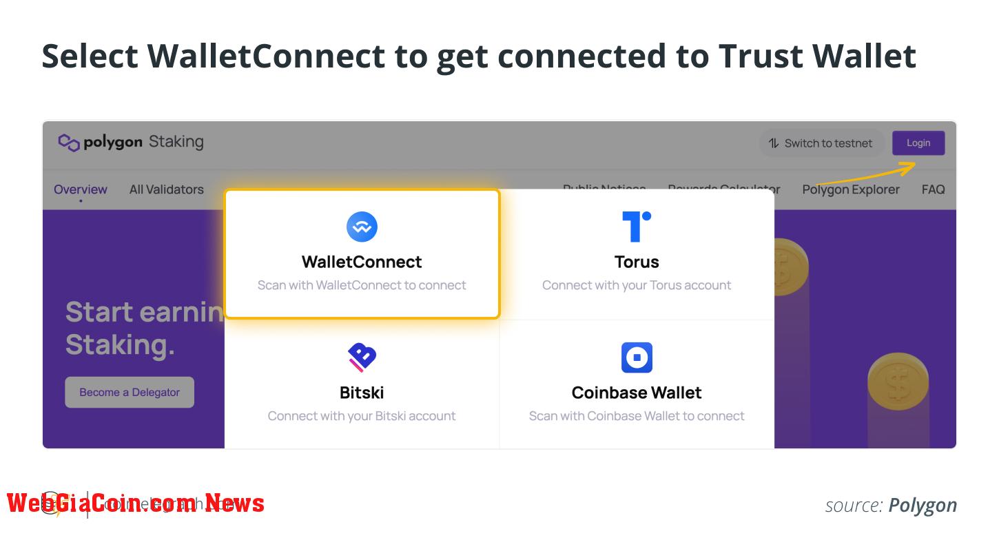 Select WalletConnect to get connected to Trust Wallet