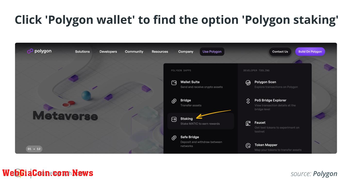 Click Polygon wallet to find the option Polygon staking (1)