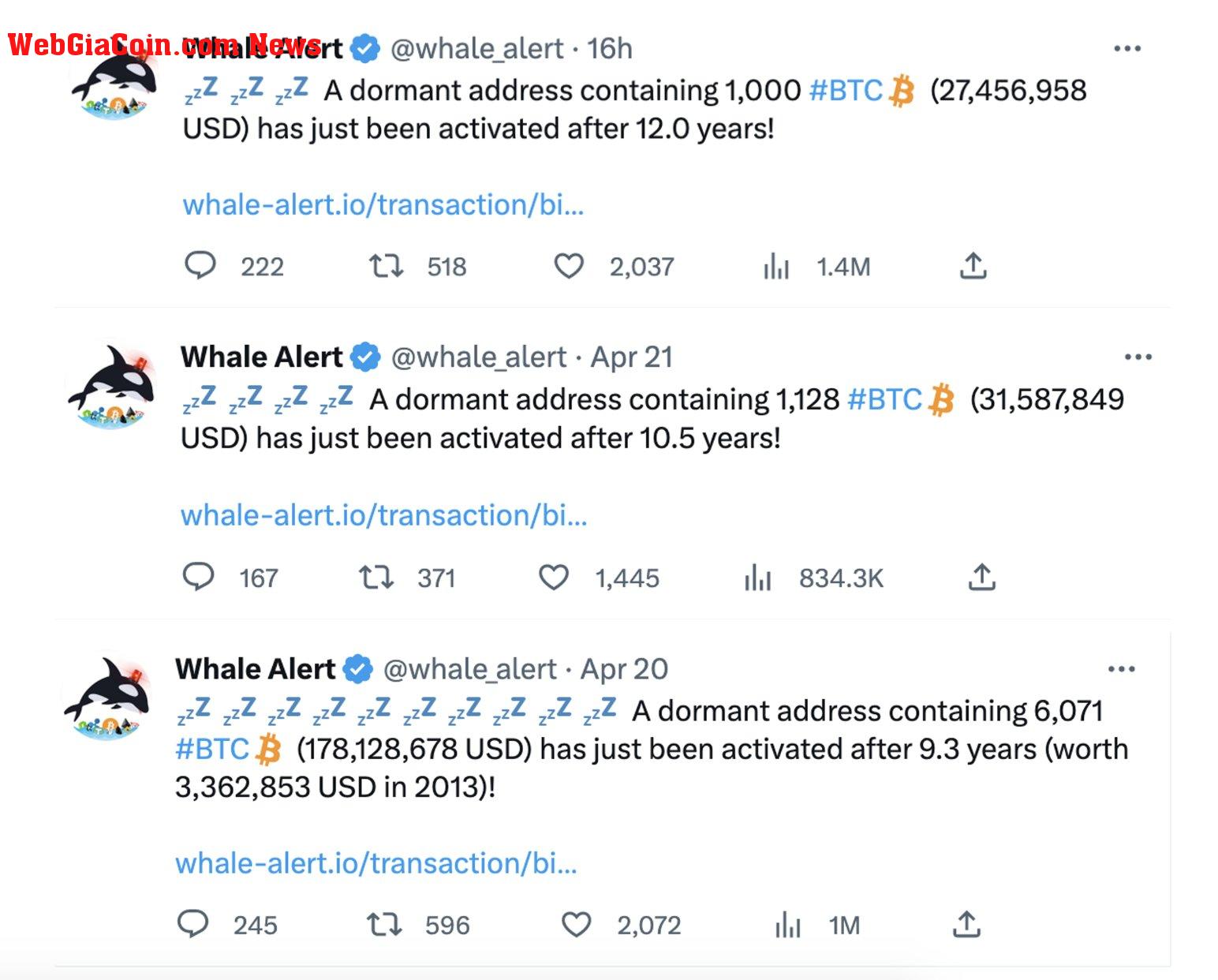 WhaleAlert: Bitcoin Whales Moving