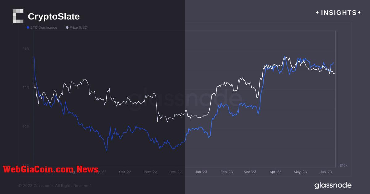 Sự thống trị của bitcoin tiếp tục biến động cao hơn