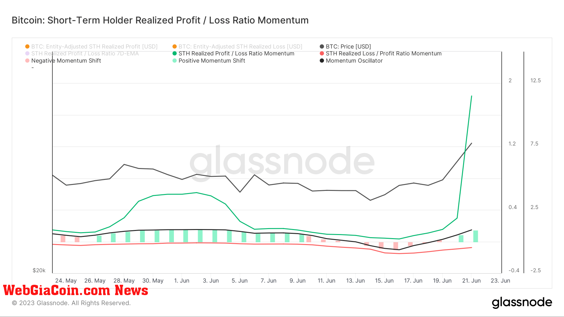 short term holder profit loss momentum