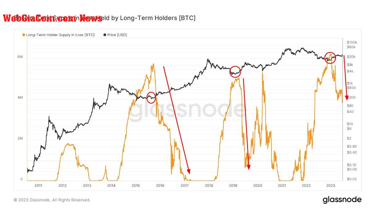 LTH at a loss: (Source: Glassnode)