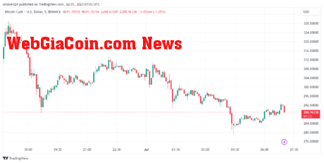 BCH price has experienced a slight correction from its weekly high: source @Tradingview