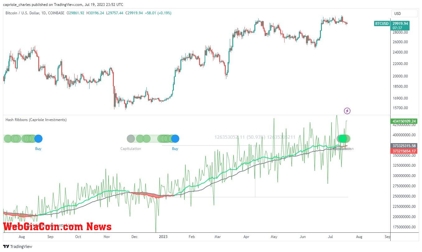 Bitcoin hash ribbons capitulation