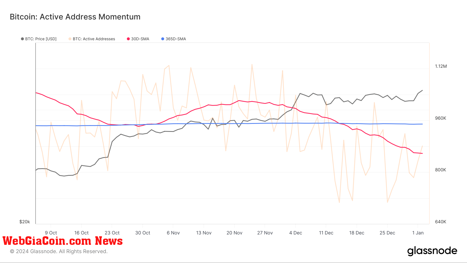 bitcoin active addresses momentum oct jan