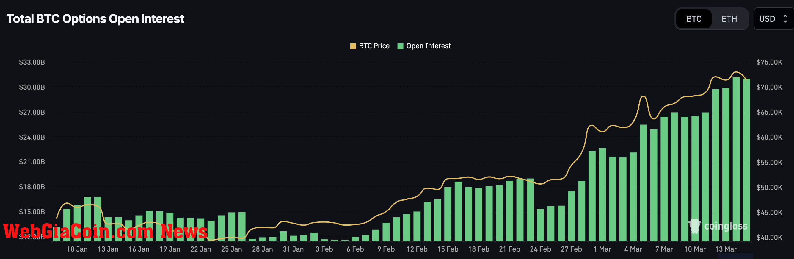 Bitcoin Options Open Interest (Coinglass)