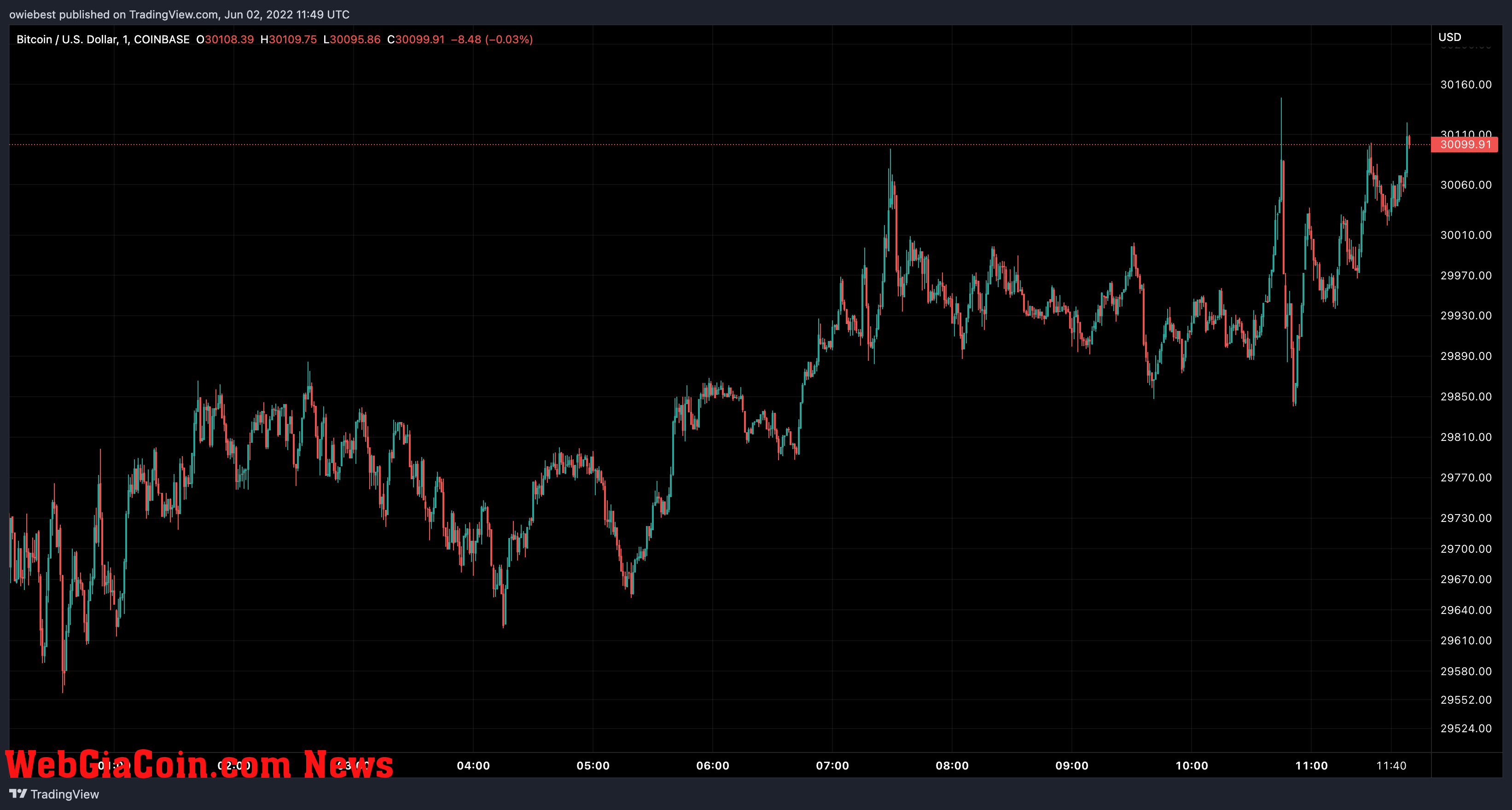 Bitcoin price chart from TradingView.com