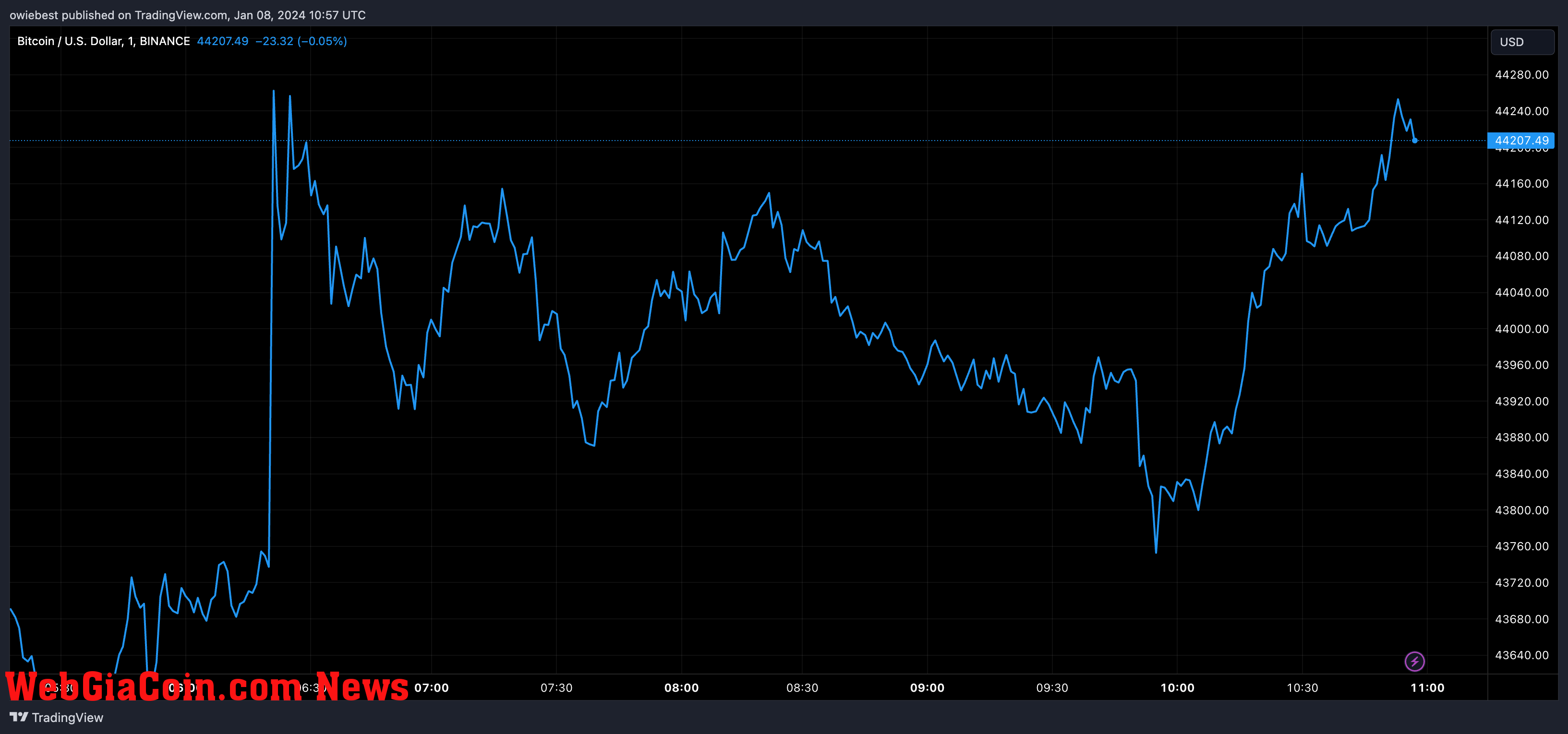 Bitcoin price chart from Tradingview.com