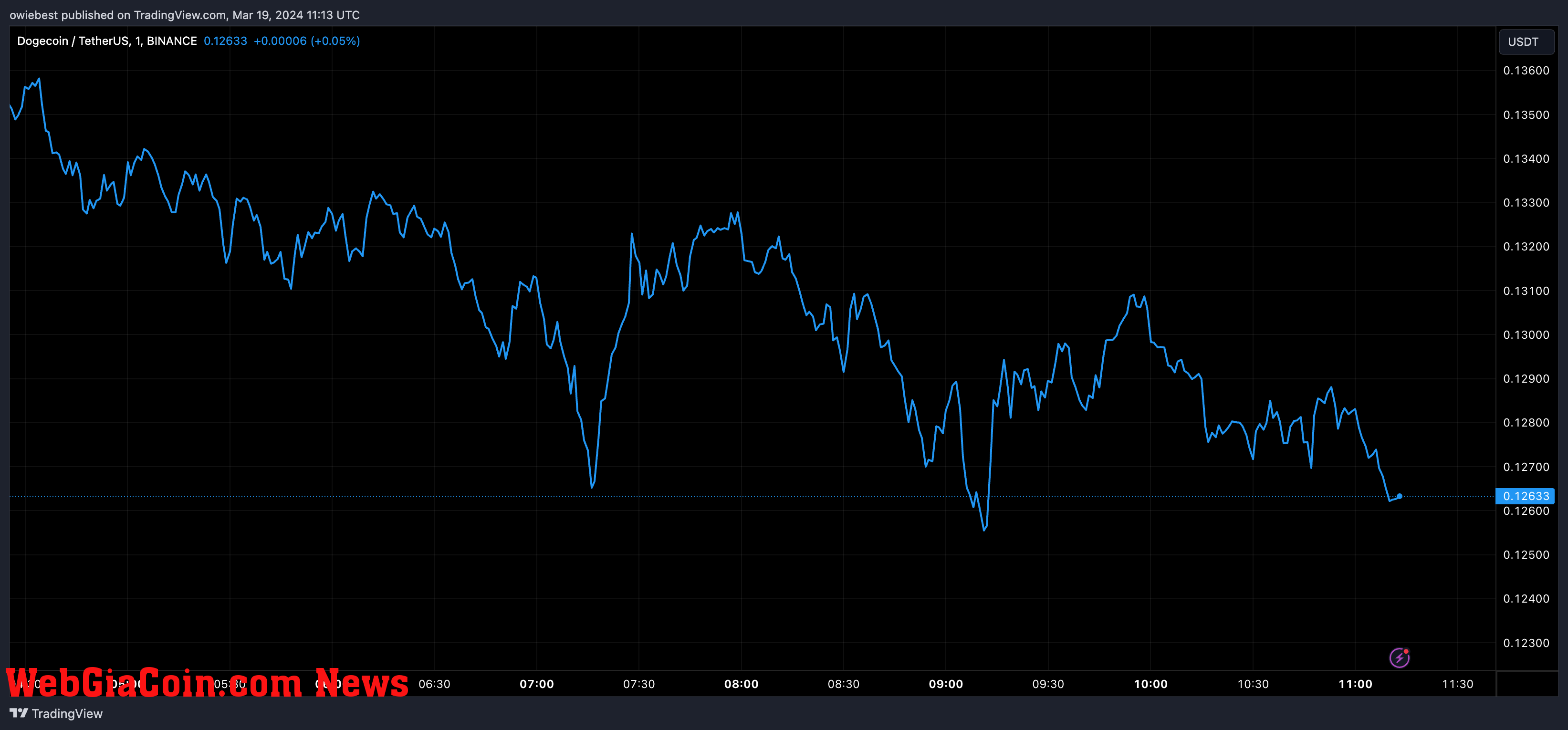 Dogecoin price chart from Tradingview.com