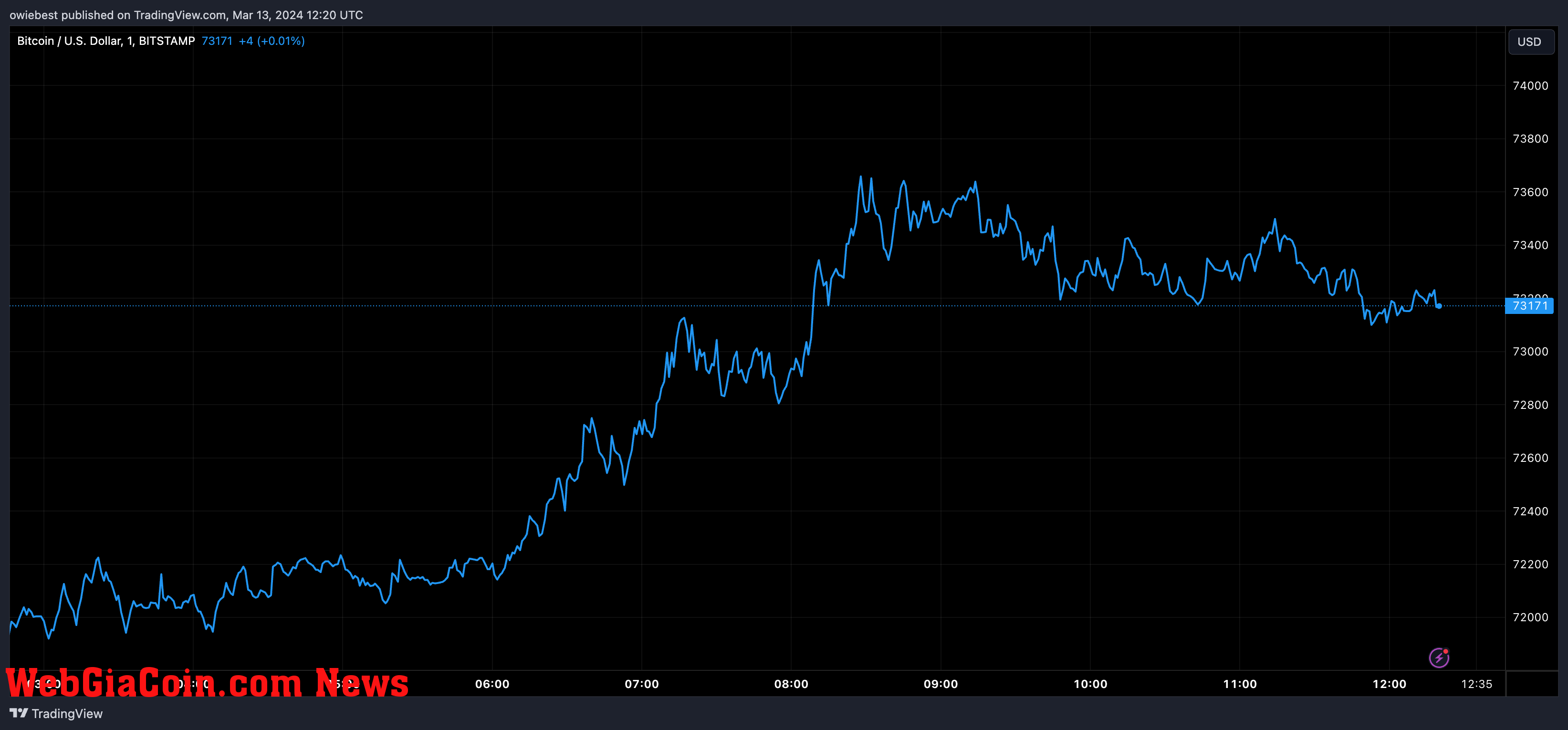 Bitcoin price chart from Tradingview.com