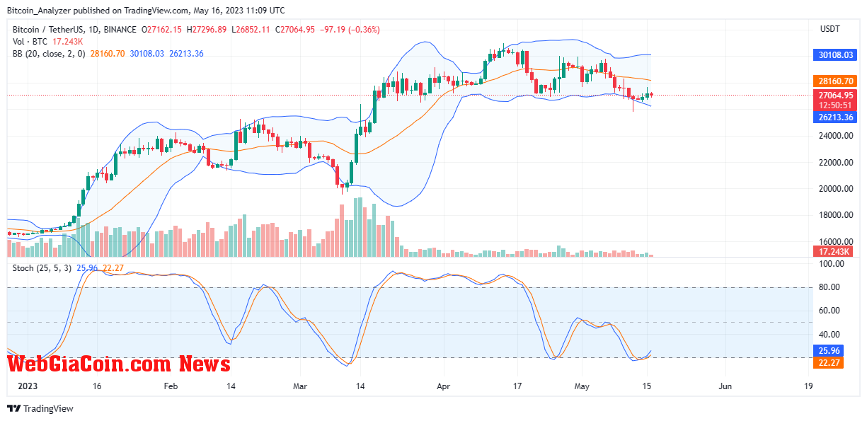 Bitcoin Price On May 16| Source: BTCUSDT On Binance, TradingView