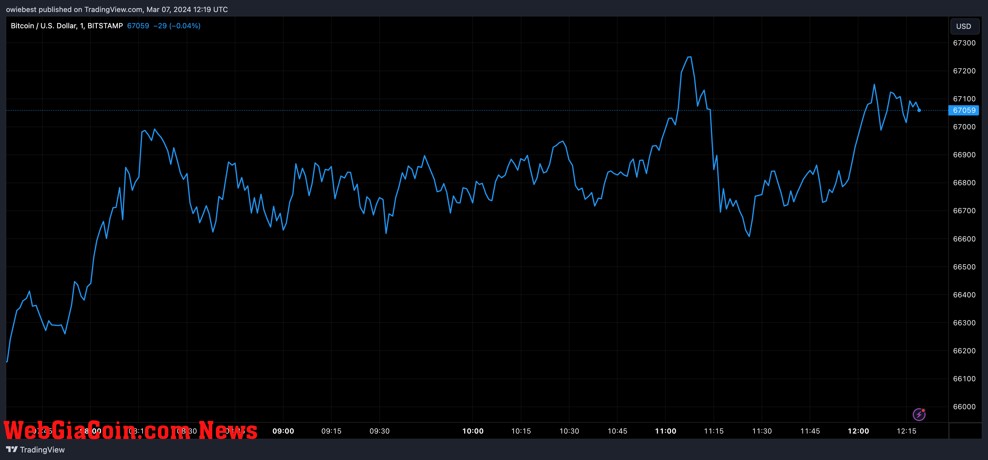 Bitcoin price chart from Tradingview.com