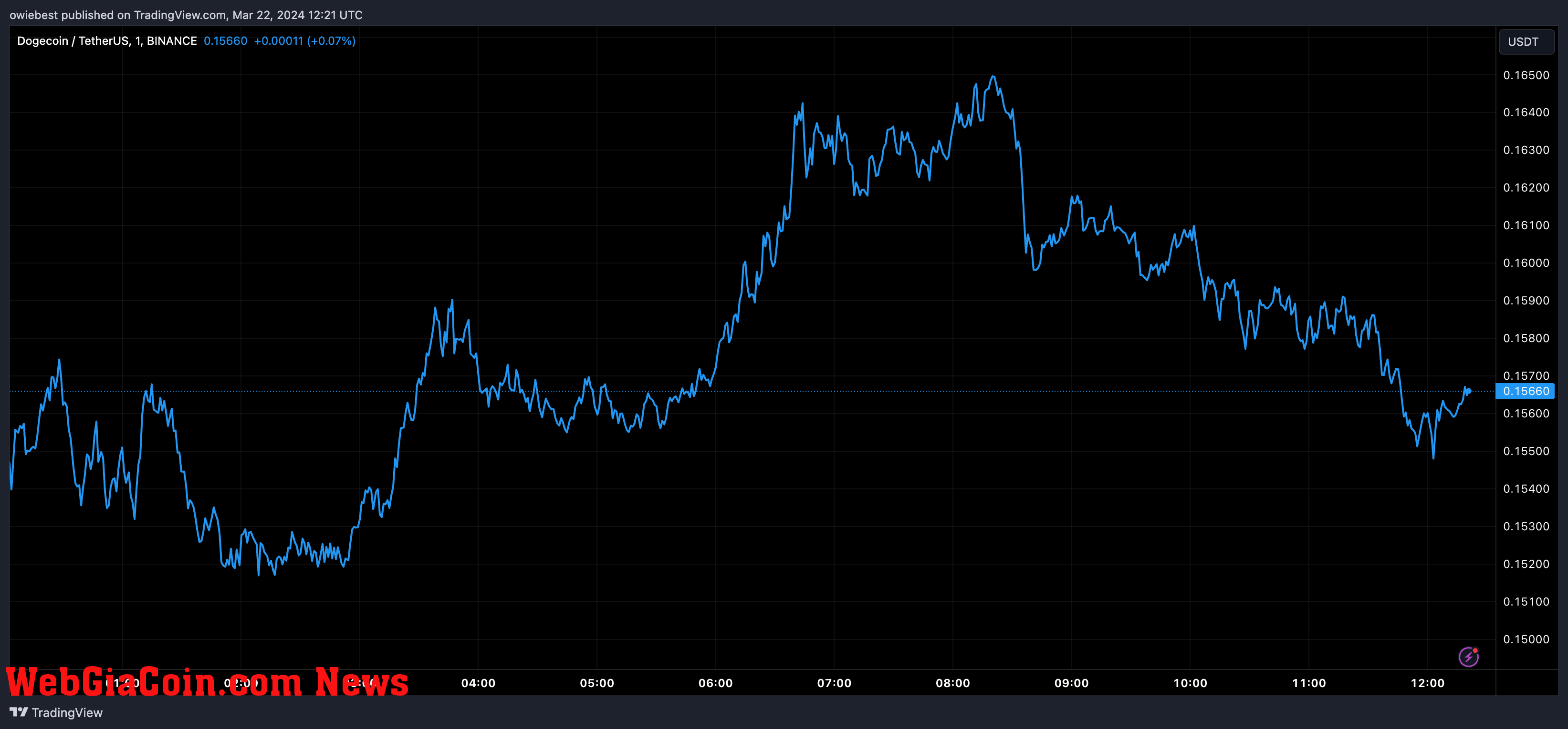 Dogecoin price chart from Tradingview.com