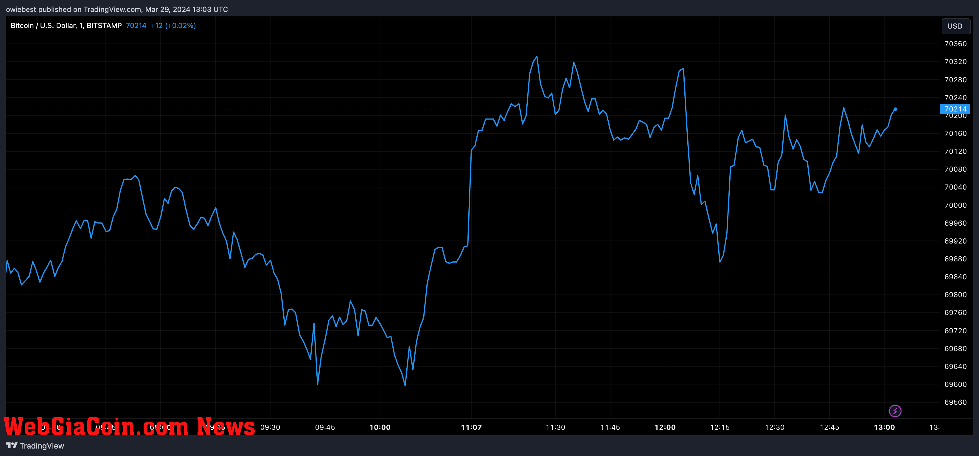 Bitcoin price chart from Tradingview.com