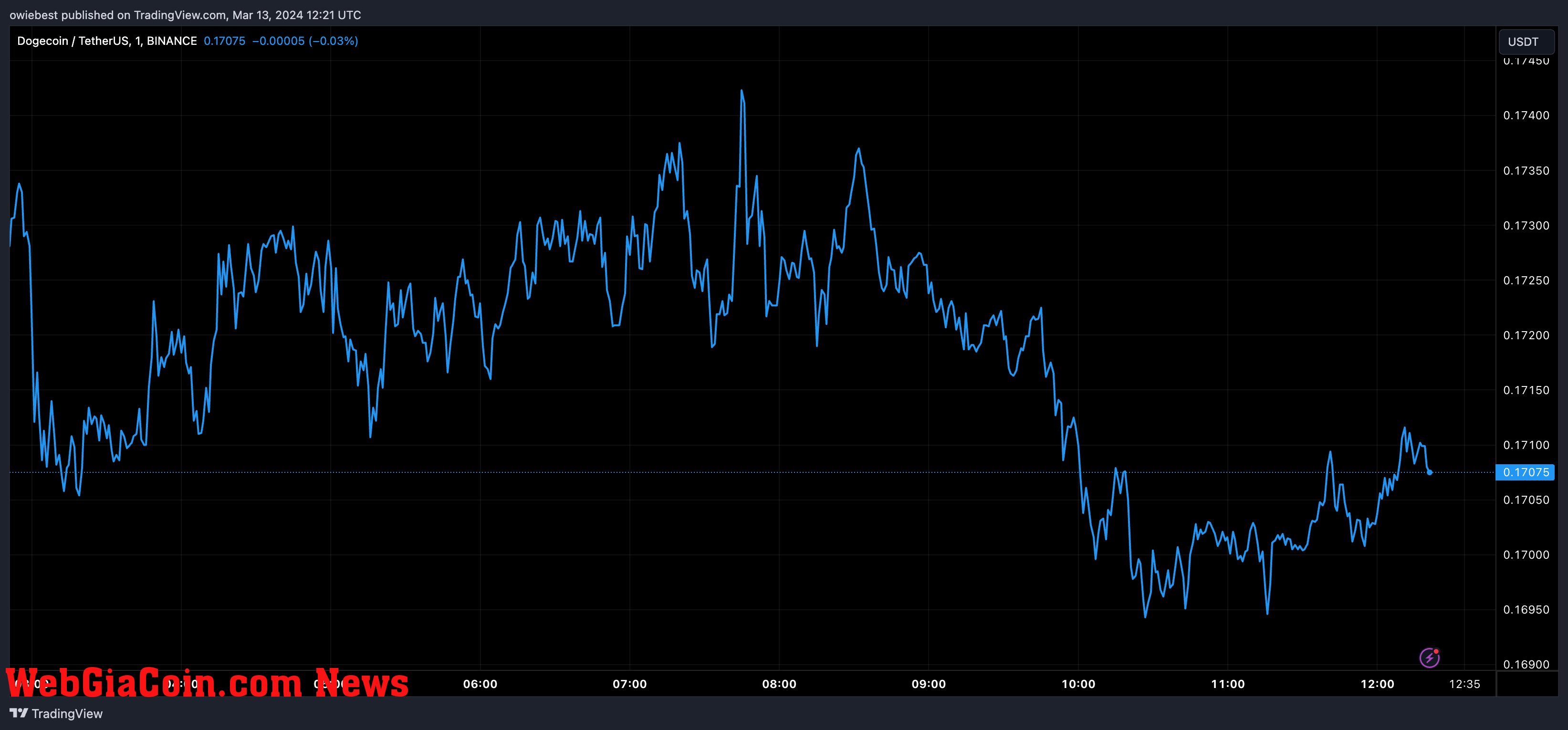 Dogecoin price chart from Tradingview.com