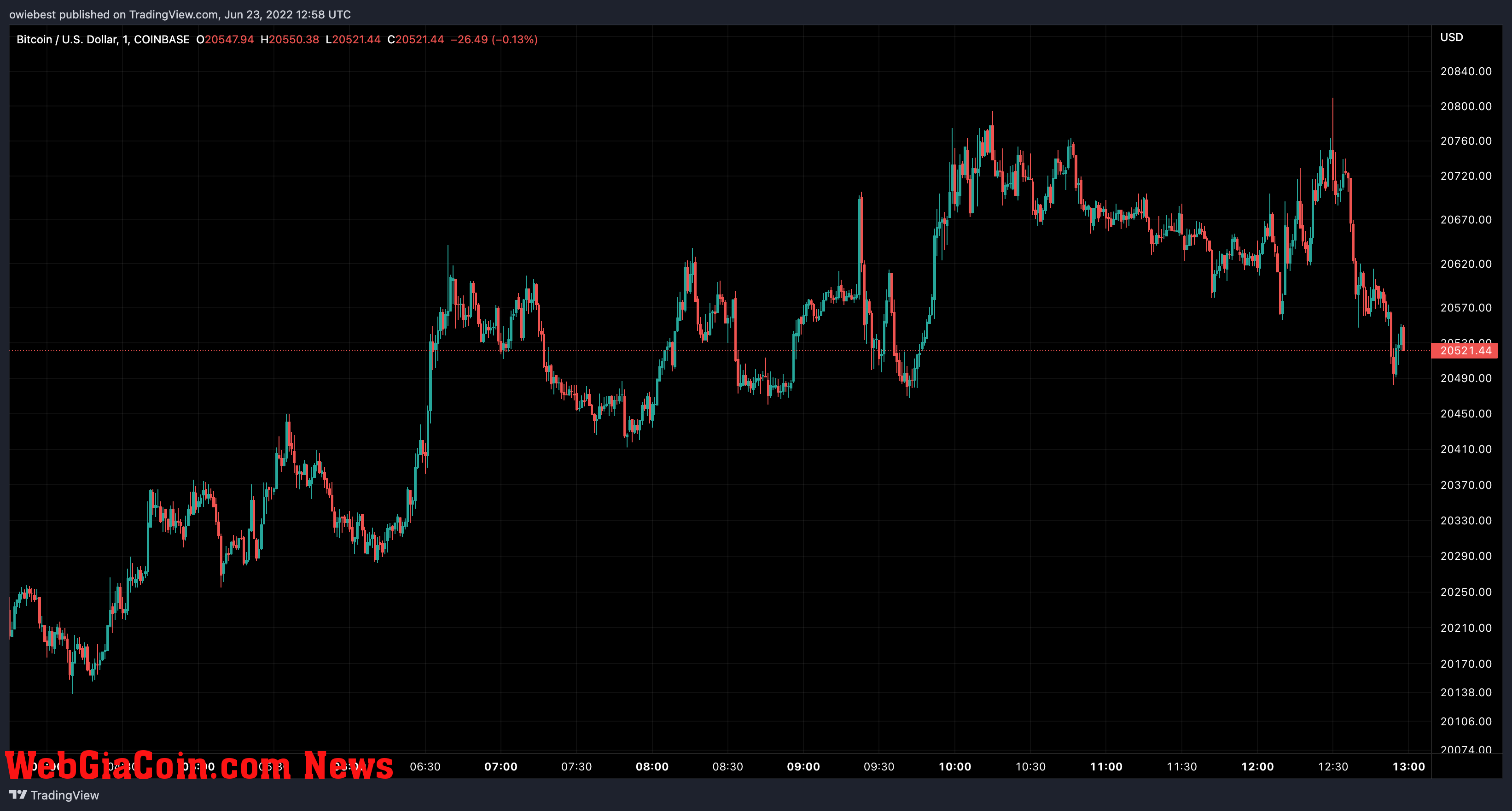 Bitcoin price chart from TradingView.com