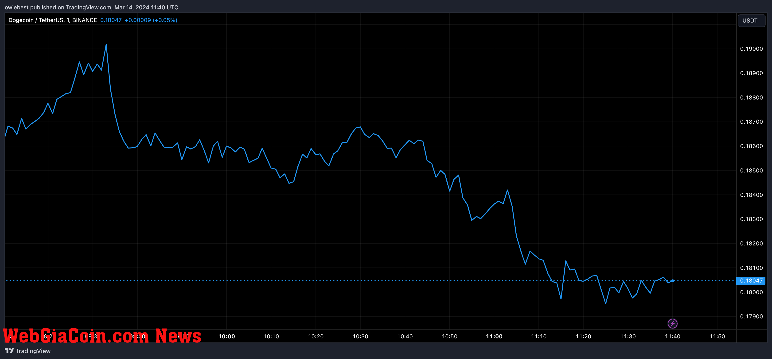 Dogecoin price chart from Tradingview.com