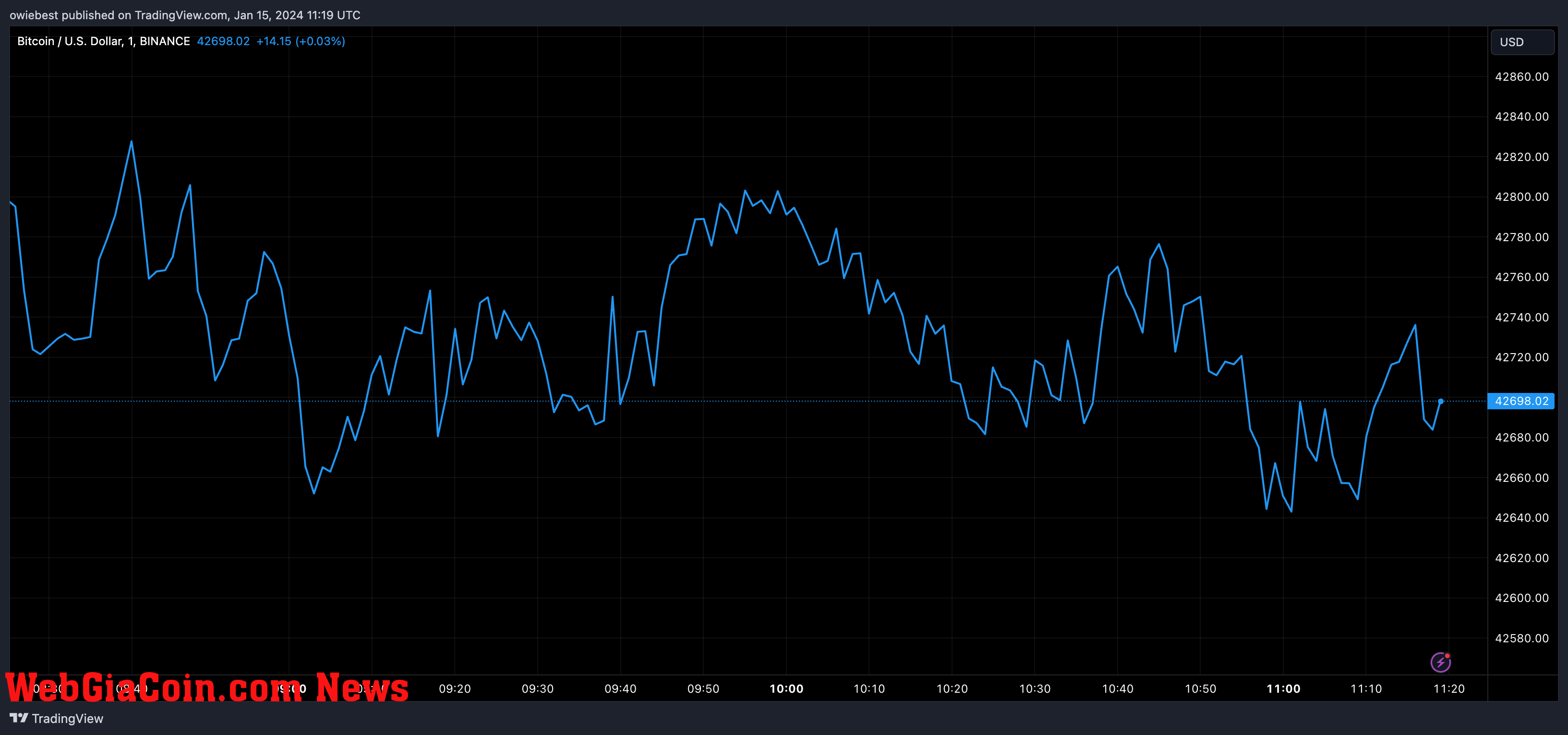 BTC price chart from Tradingview.com (Spot Bitcoin ETFs)