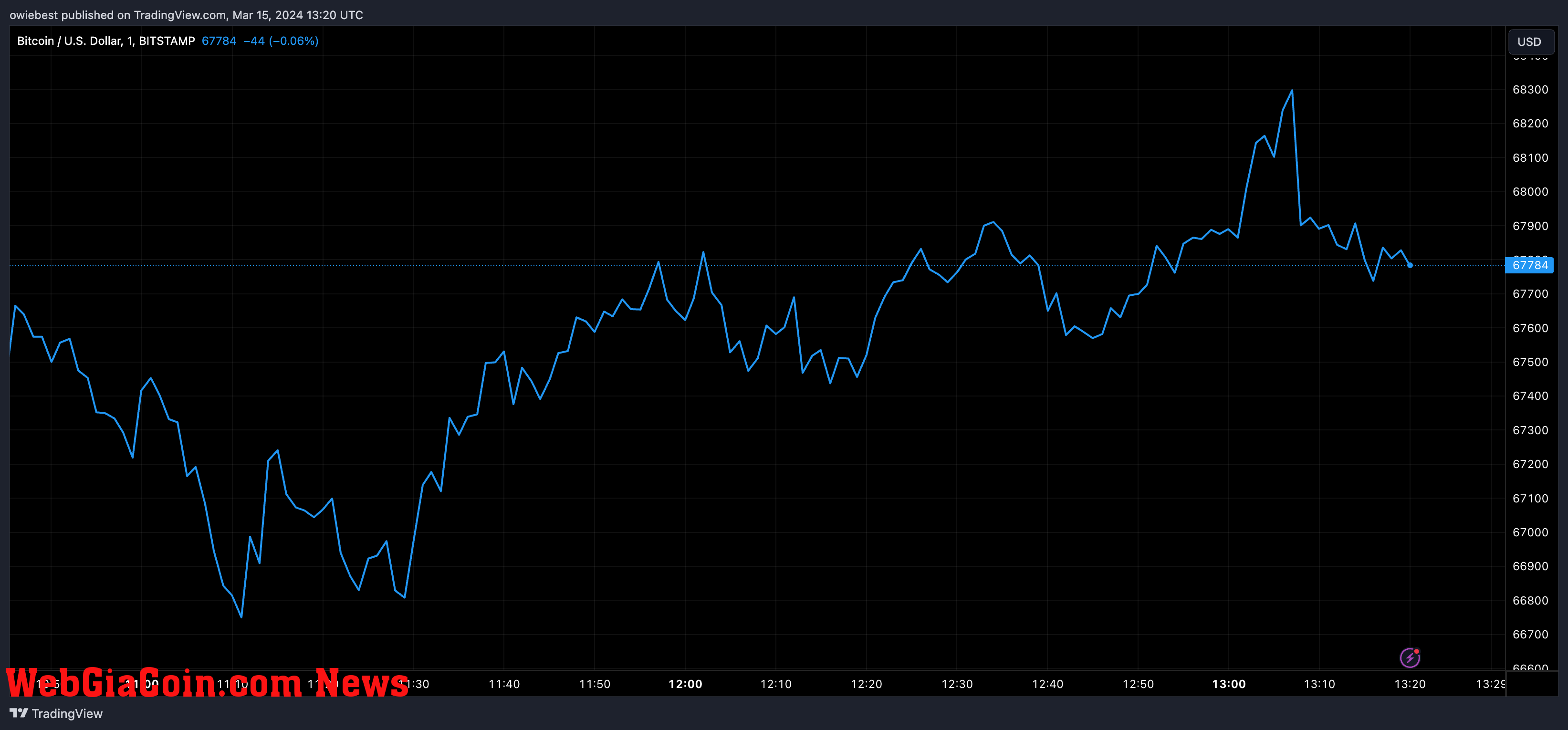 Bitcoin price chart from Tradingview.com