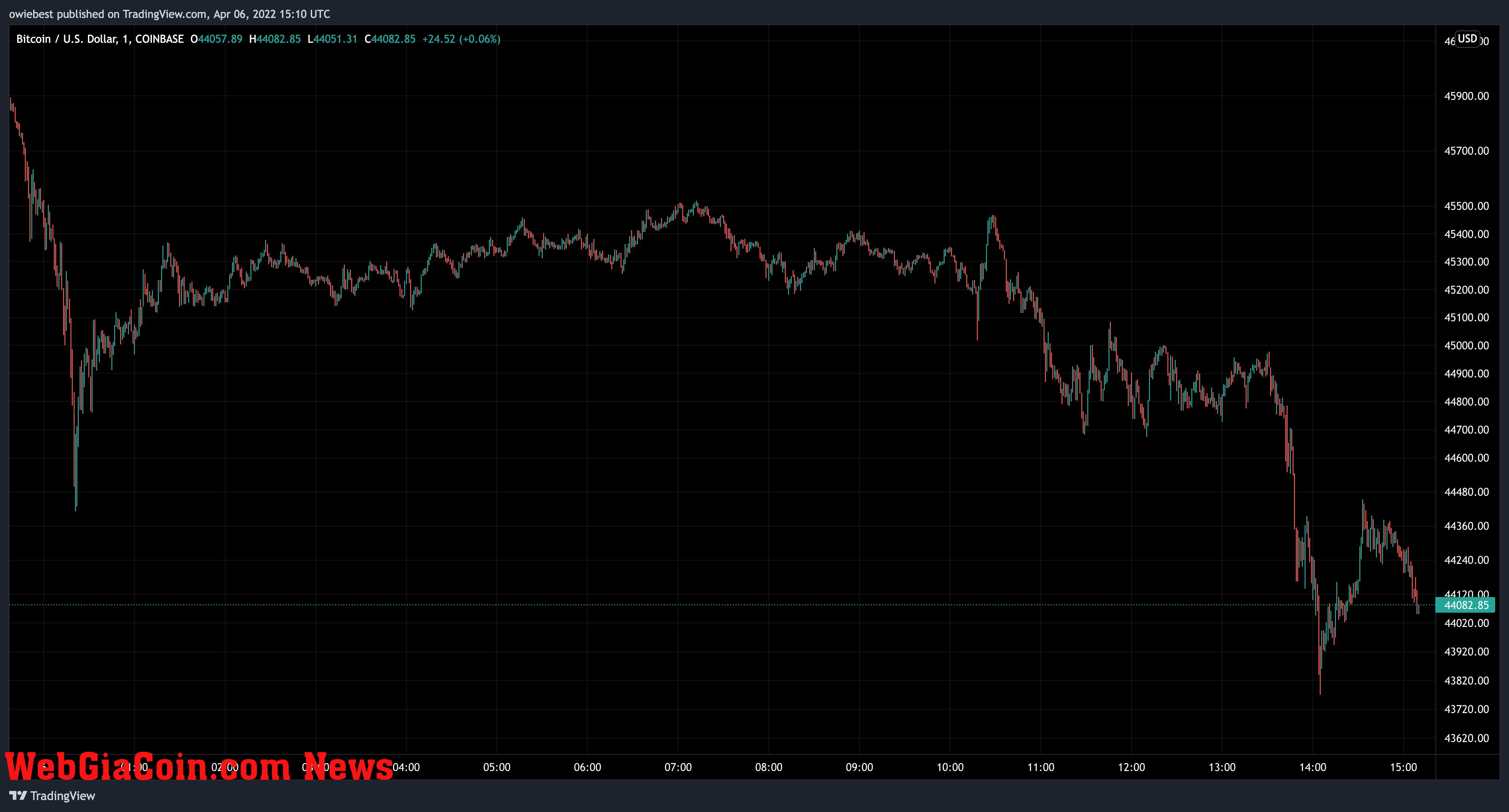 Bitcoin price chart from TradingView.com