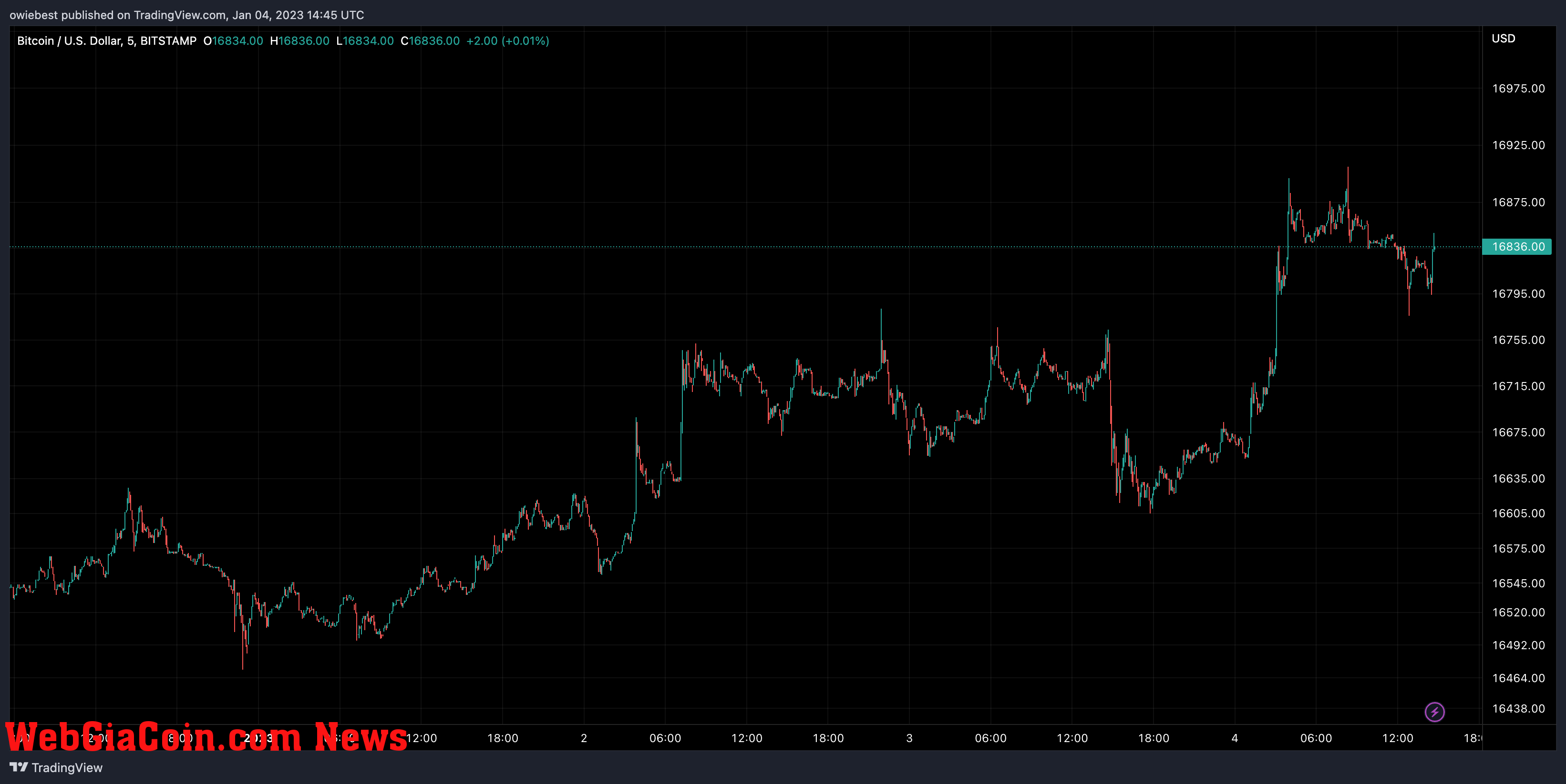 Bitcoin price chart from TradingView.com