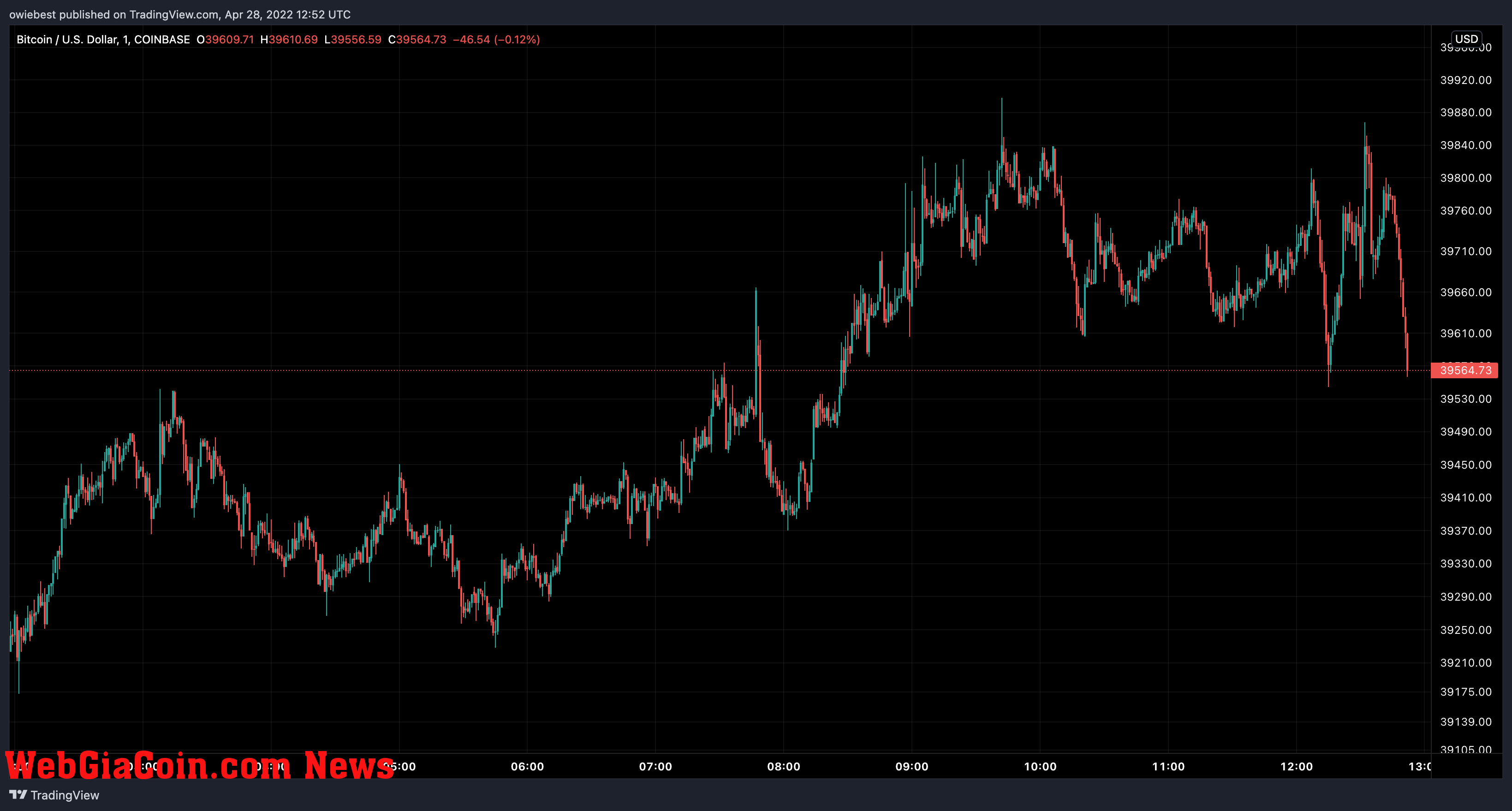 Bitcoin price chart from TradingView.com