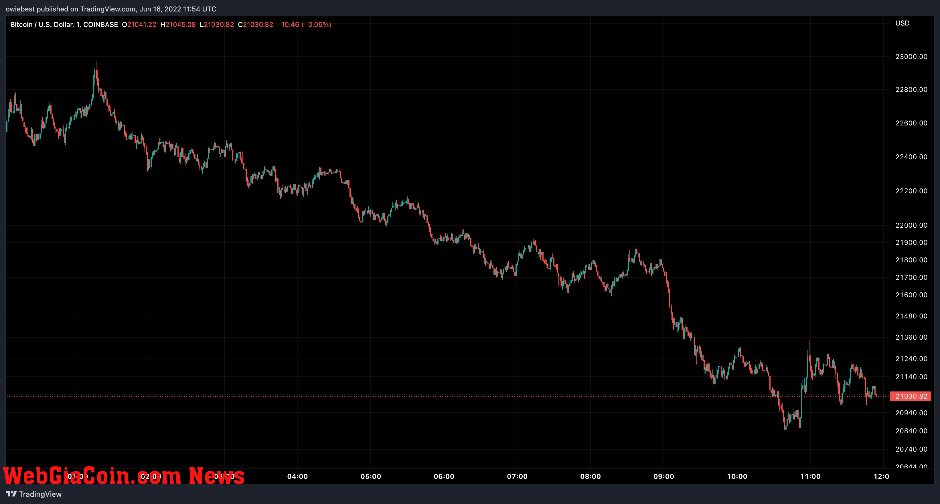 Bitcoin price chart from TradingView.com