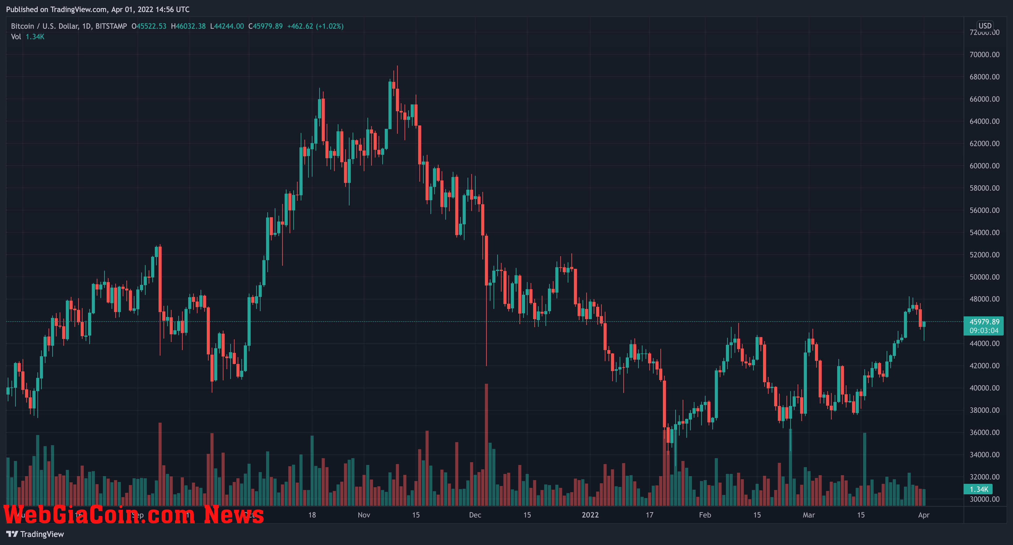 Bitcoin price chart from TradingView.com