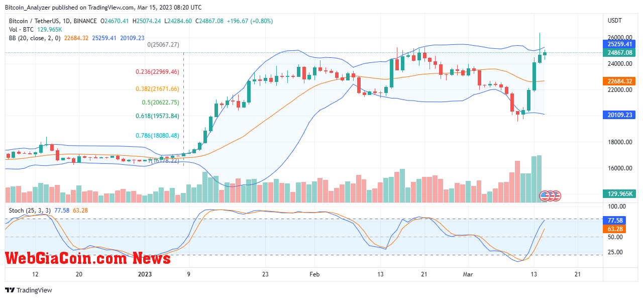 Bitcoin Price On March 15| Source: BTCUSD On Binance, TradingView