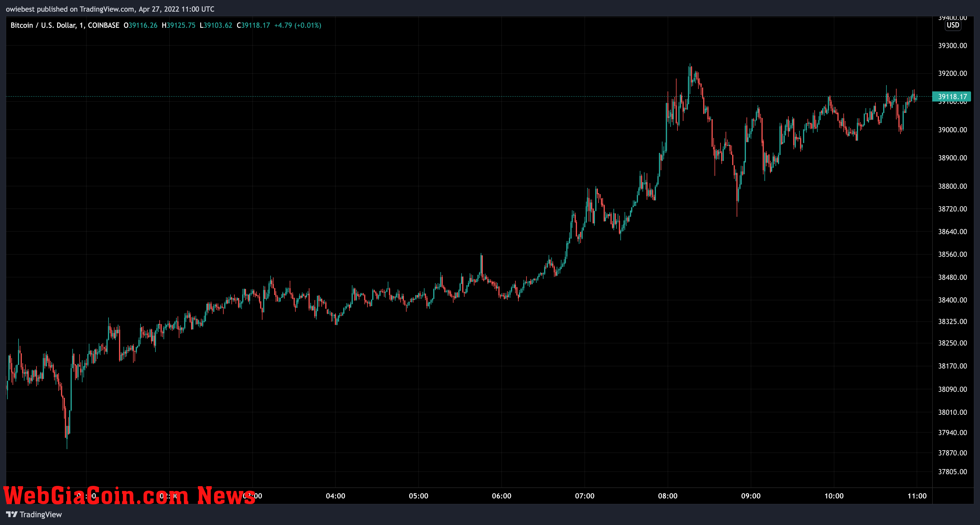 Bitcoin price chart from TradingView.com