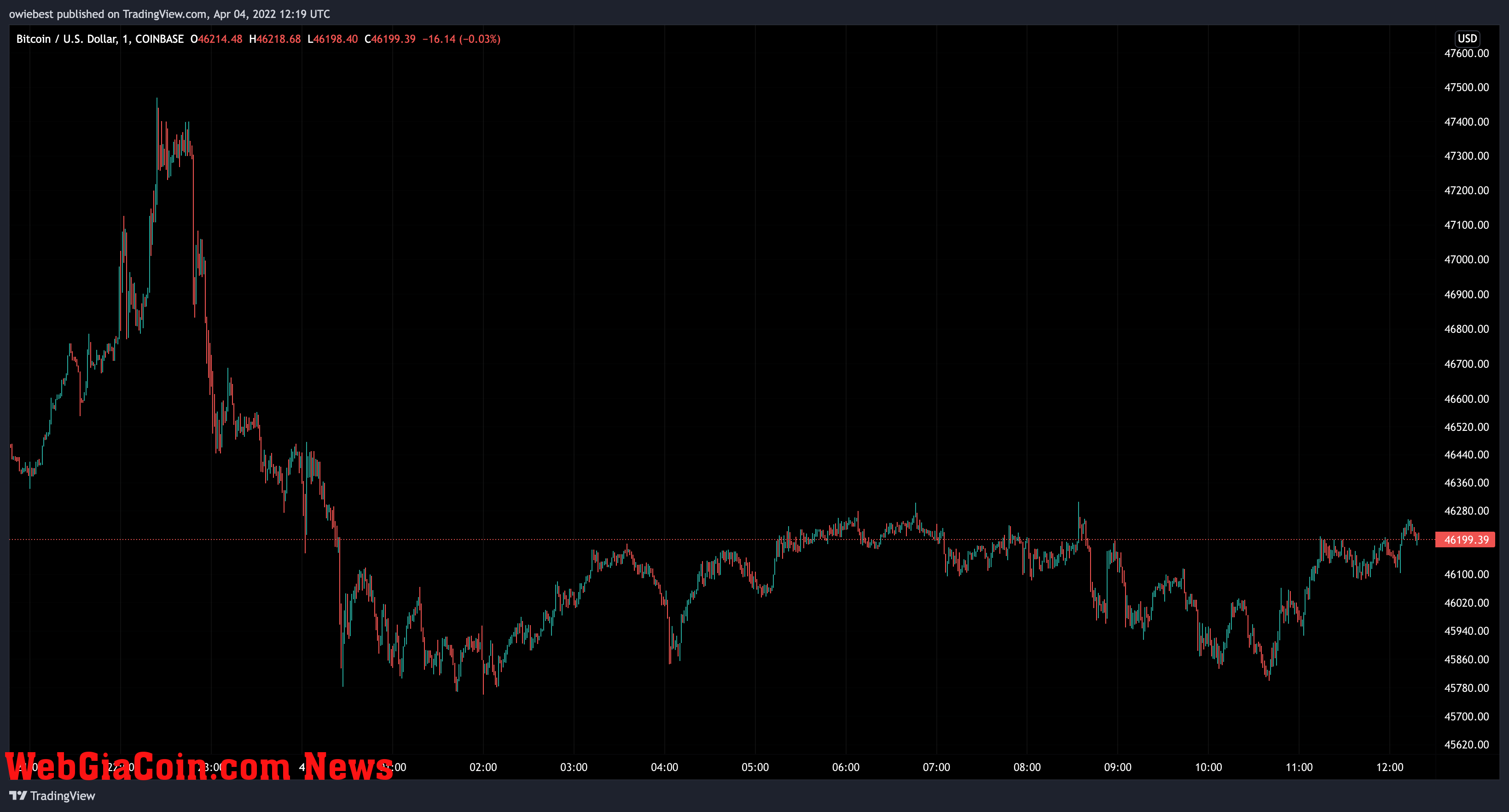 Bitcoin price chart from TradingView.com